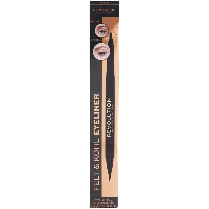 Makeup Revolution felt 0,18g & kohl 1ml silmänrajausduo musta