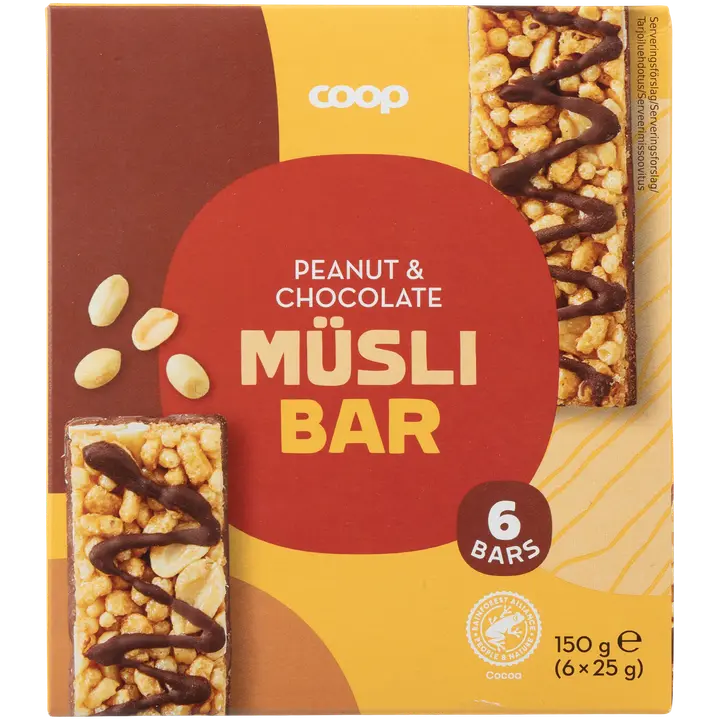 Coop myslipatukka maapähkinä-suklaa 6 kpl 150 g