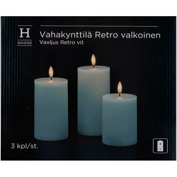 House led-vahakynttilä Retro 3 kpl valkoinen