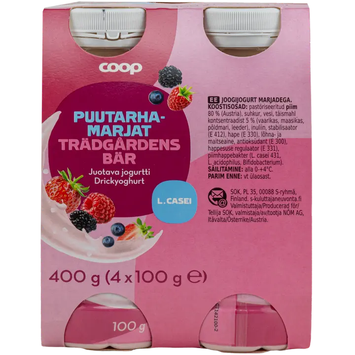 Coop juotava jogurtti puutarhamarjat 4x100g