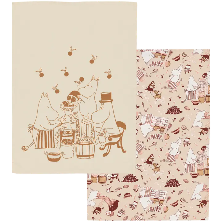 Moomin Arabia Muumi keittiöpyyhesetti 50x70 Siivouspuuhissa GOTS