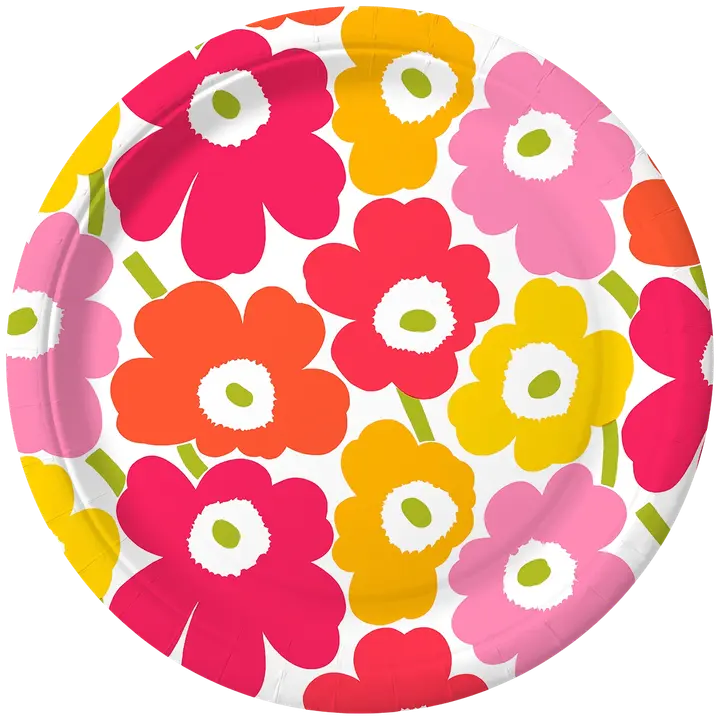 Lautanen 23cm 20x20kpl Marimekko Mini unikko pinkkikeltainen