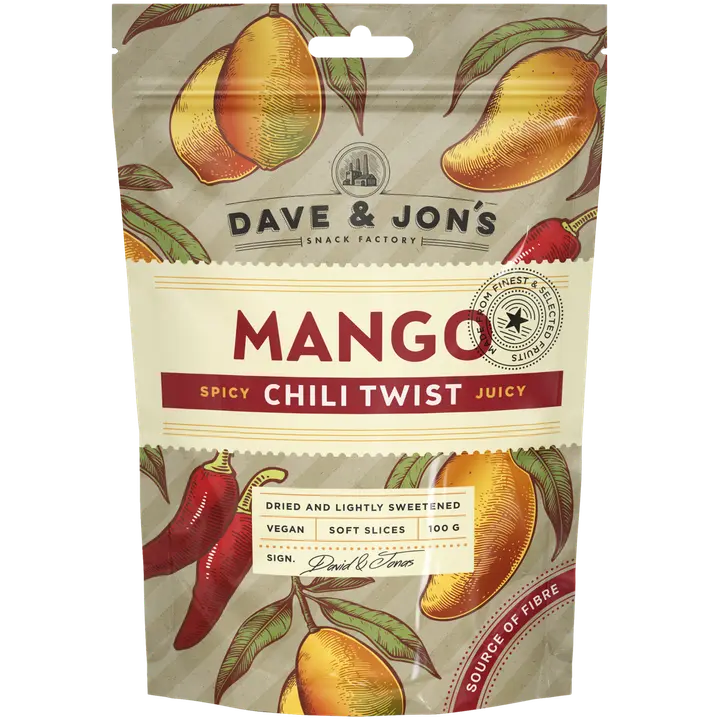 Dave&Jons kuivattua mangoa chilillä 100 g