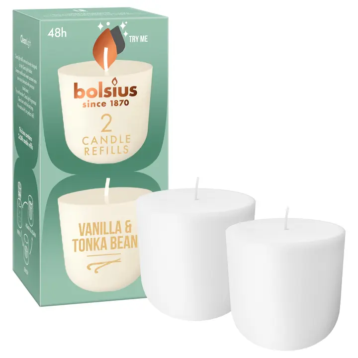 Bolsius – CleanLight-täyttöpakkaus – Vanilla & Tonka Bean