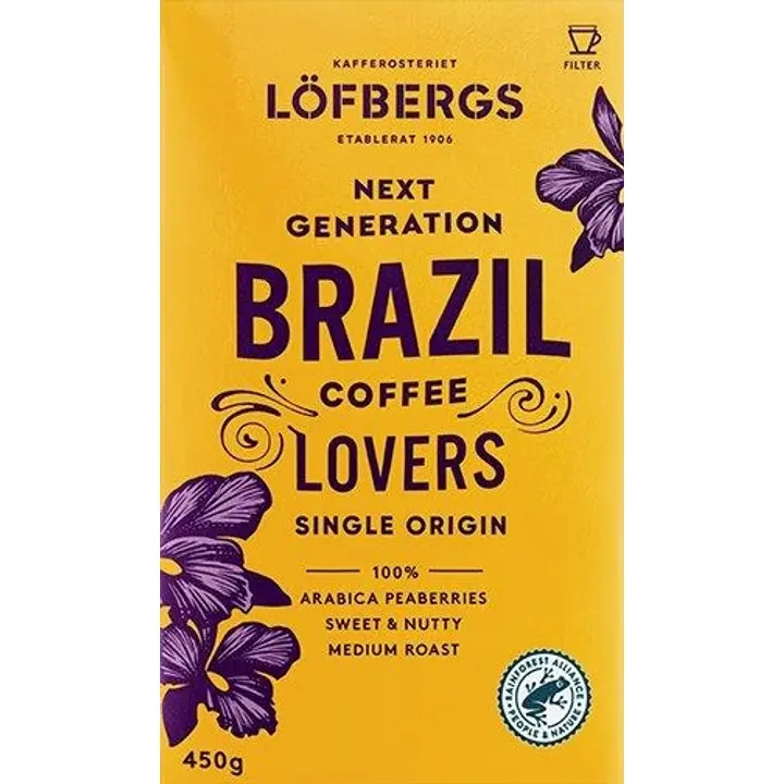 Löfbergs Next Generation Coffee Lovers Brazil Single Origin suodatinkahvi 450 g Rainforest Alliance