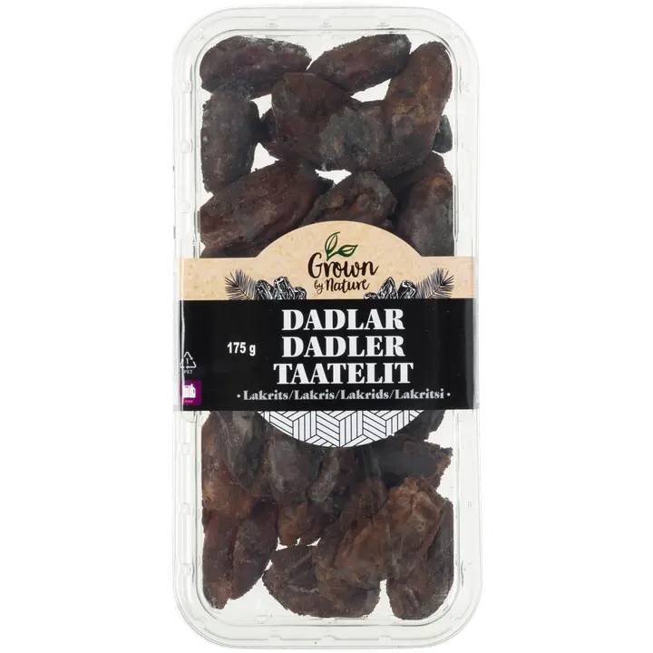 Grown by Nature kuivatut taatelit lakritsi 175g