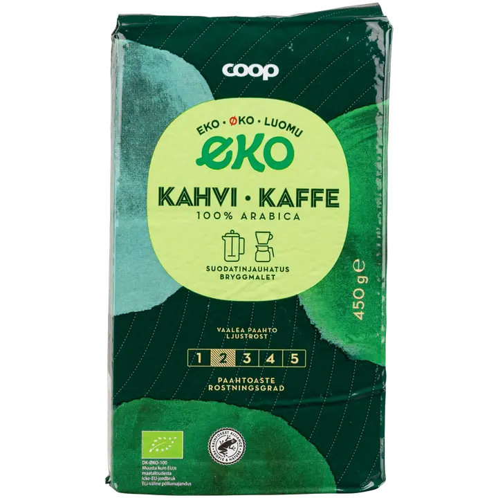 Coop Eko luomukahvi vaalea paahto suodatinjauhatus 450 g