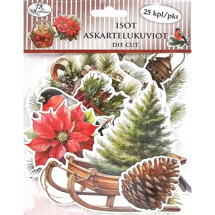 J.K. Primeco isot askartelukuviot Jouluaihe vintage 25kpl