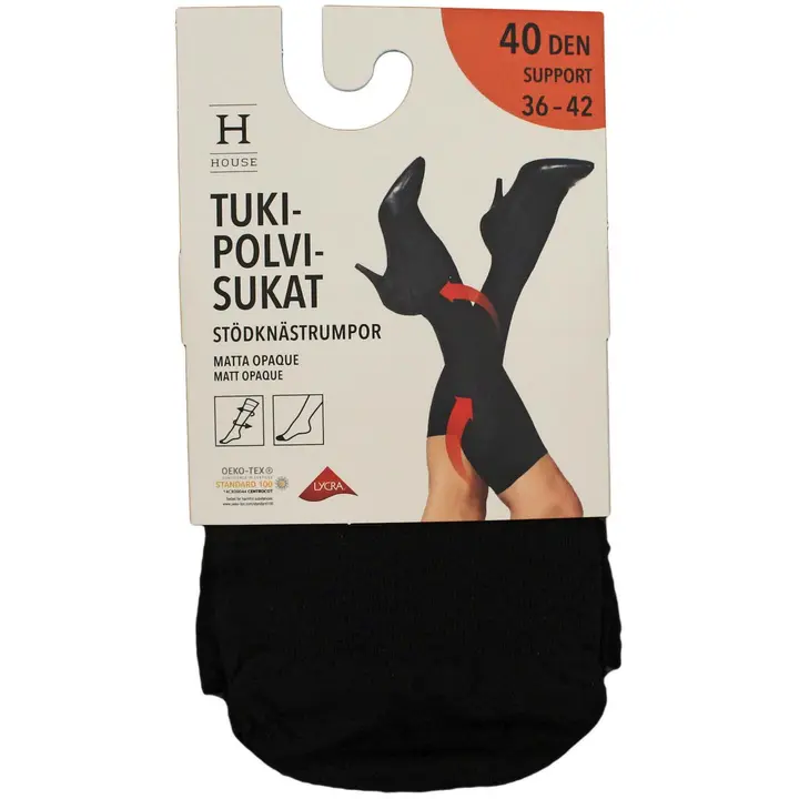 House naisten tukipolvisukat 40 den musta, koko 36-42