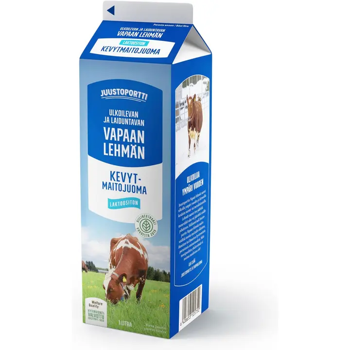 Juustoportti Vapaan lehmän kevytmaitojuoma 1 l laktoositon