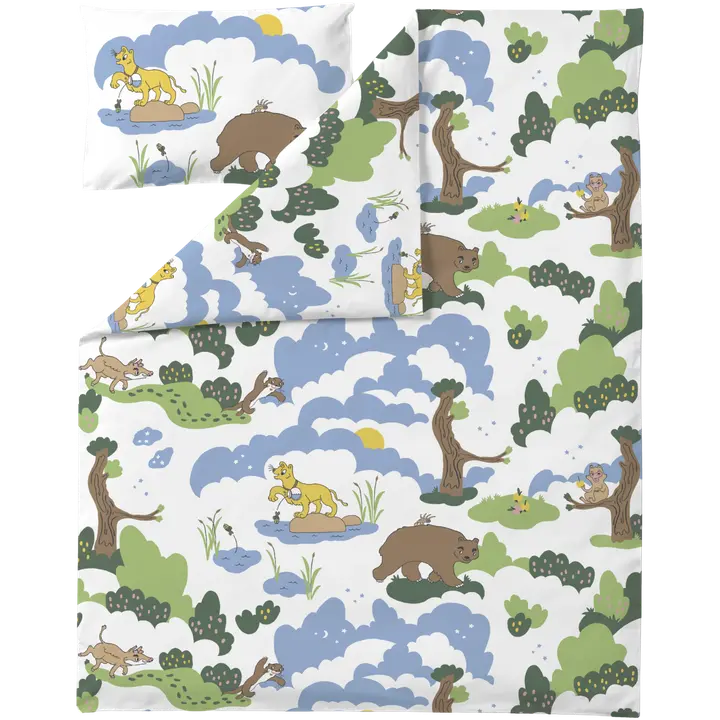 Finlayson lasten pussilakanasetti Seikkailu 120X160+40X60 multiväri