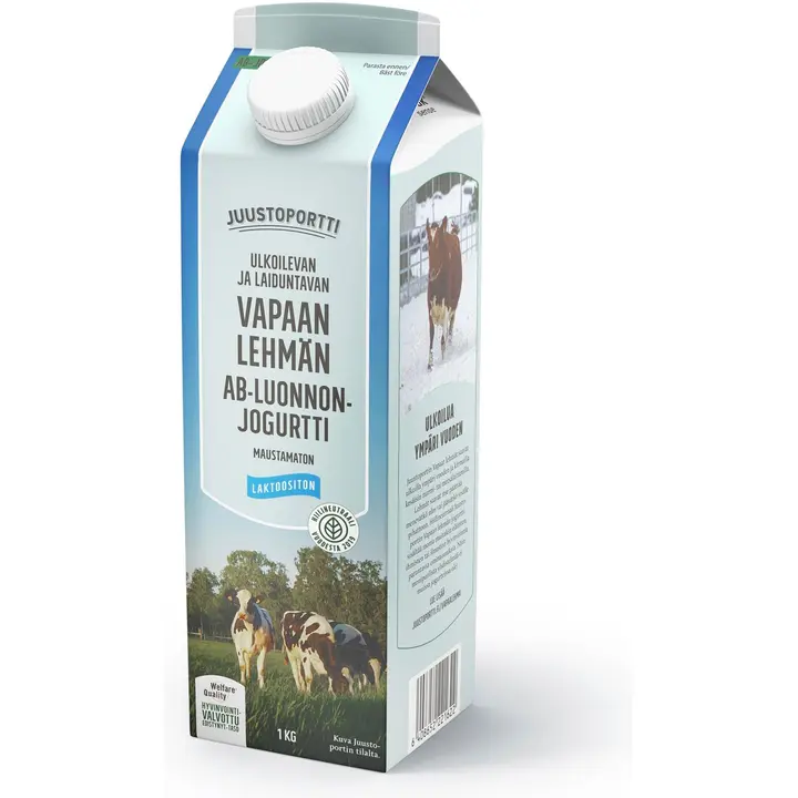 Juustoportti Vapaan lehmän AB-luonnonjogurtti 1 kg maustamaton laktoositon