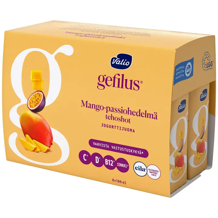 Valio Gefilus® tehoshot 8x100 ml mango-passiohedelmä laktoositon