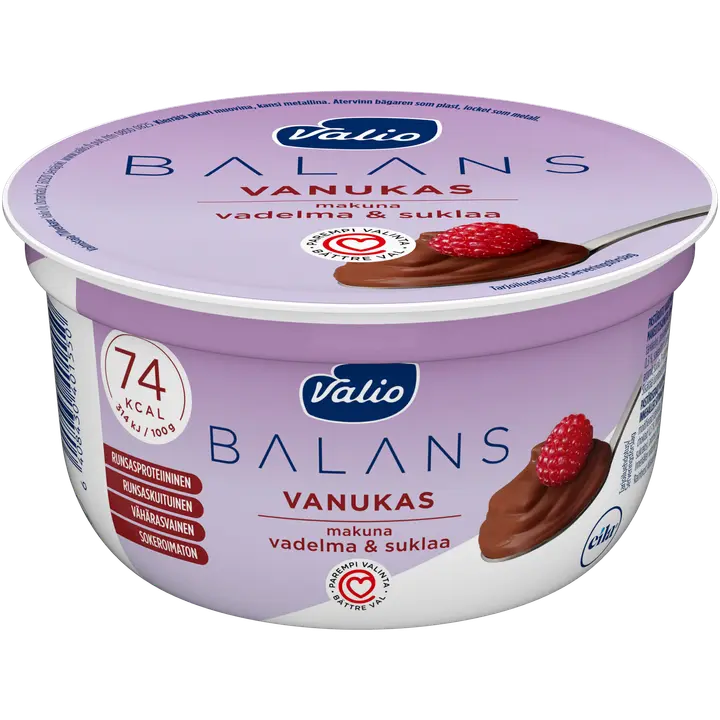 Valio Balans vanukas 150 g vadelma-suklaa laktoositon