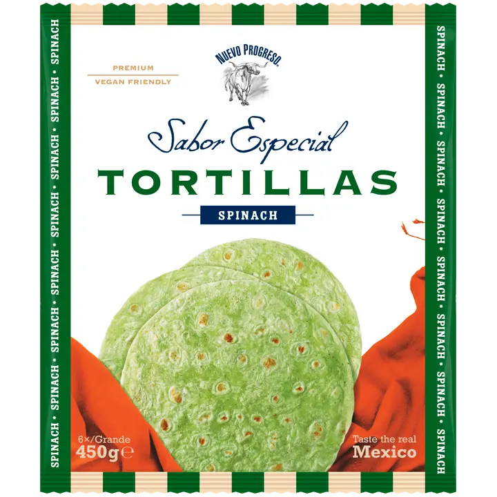 Nuevo Progreso Tortilla Pinaatti 6kpl iso 450g