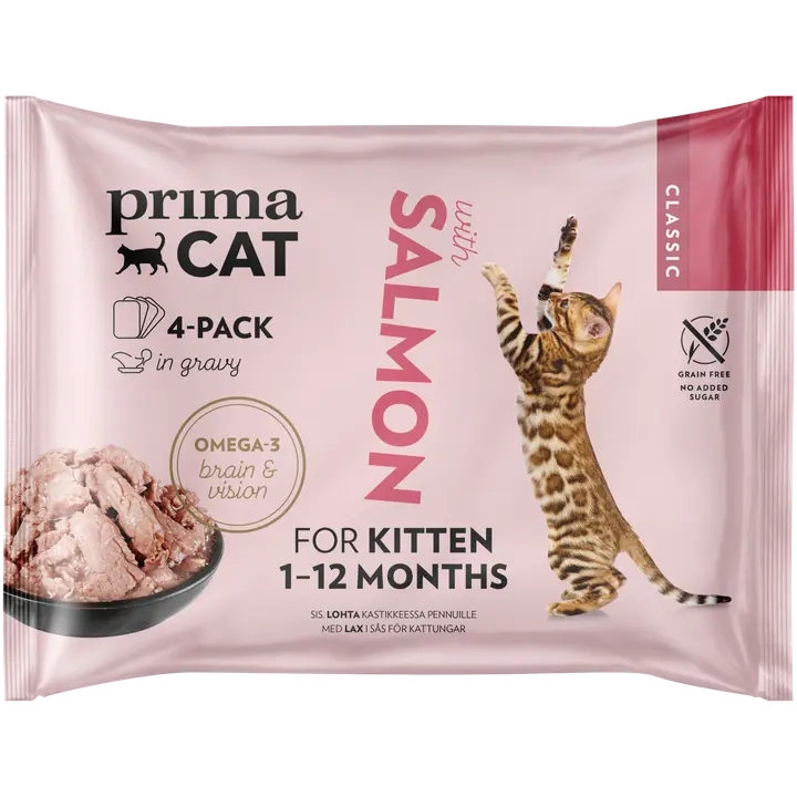 PrimaCat Classic Lohta kastikkeessa pennuille 4 x 85 g