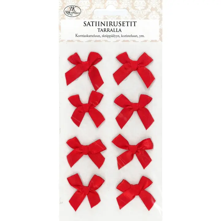 J.K. Primeco Satiinirusettitarra punainen 8kpl/pkt