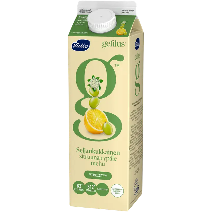 Valio Gefilus® sitruuna-rypälemehu 1 l seljankukkainen+magnesium
