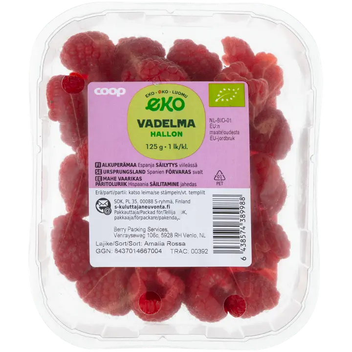 Coop vadelma luomu 125 g