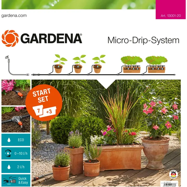 Gardena Micro-Drip-kastelusarja M ruukuille 7 ruukulle, 3 laatikolle