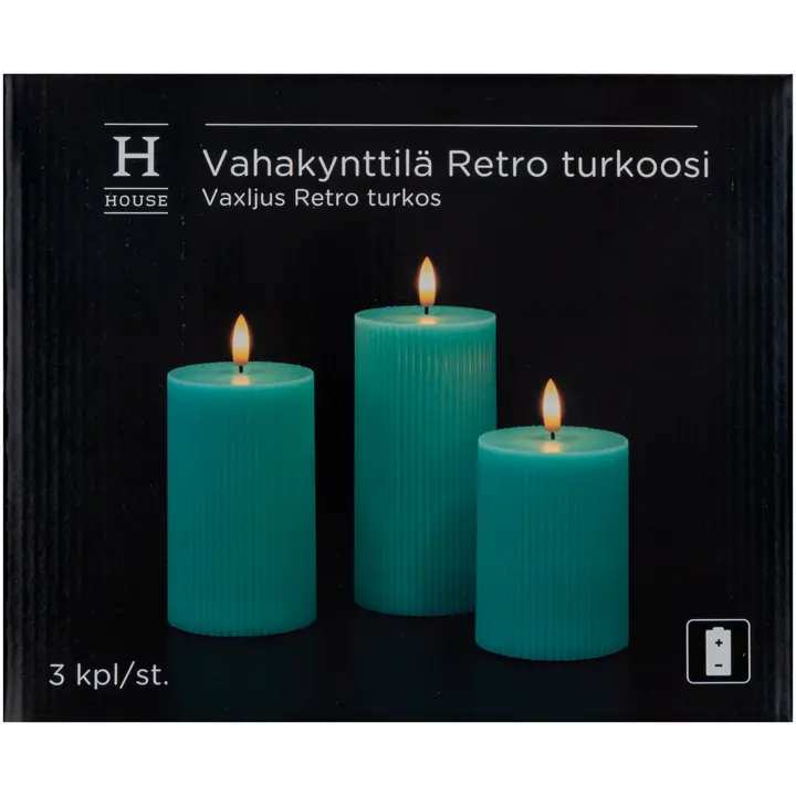House led-vahakynttilä Retro 3 kpl turkoosi