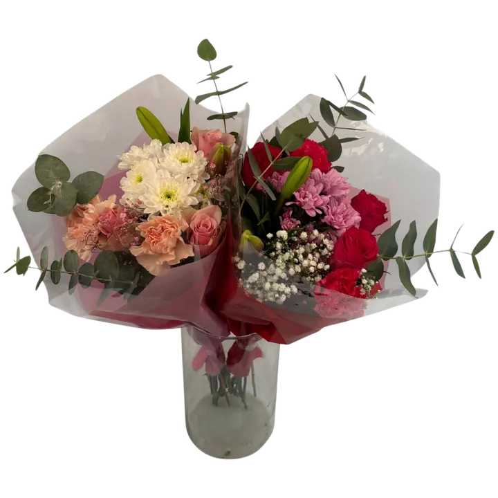 Kimppu Rose, lajitelma, fuksia tai vaalea sekakimppu, 11 oksaa, 50cm