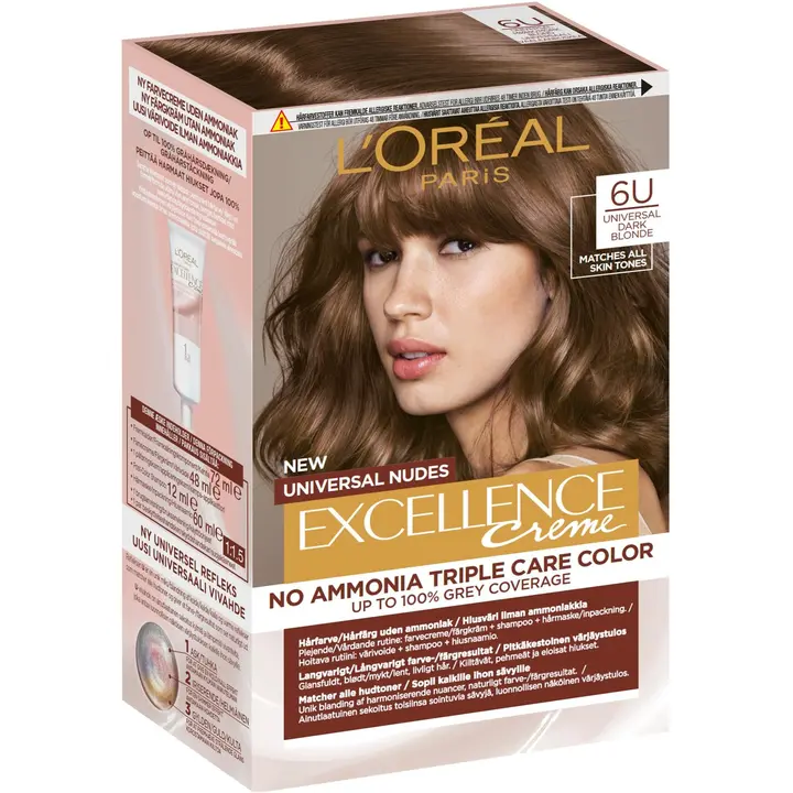 L'Oréal Paris Excellence Universal Nudes 6U Universal Dark Blonde kestoväri ilman ammoniakkia 1kpl