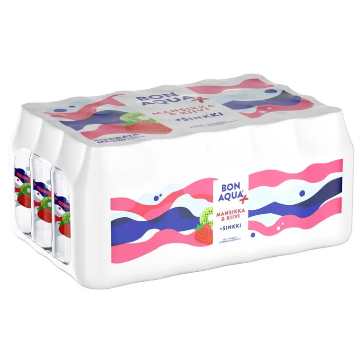 24-pack Bonaqua + Mansikka & Kiivi Hiilihapotettu juoma muovipullo 0,33 L
