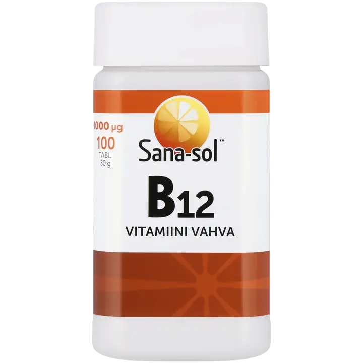 Sana-sol B12-vitamiini 1000µg vahva vitamiinitabletti ravintolisä 100tabl