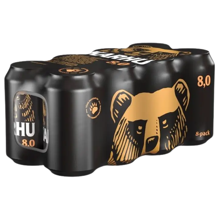 8-pack Karhu Lager olut 8,0% tölkki 0,33 L