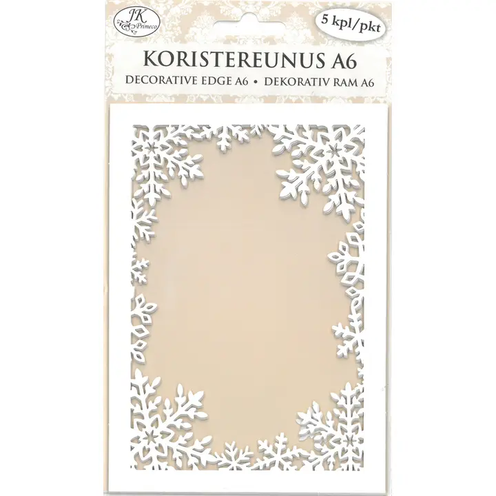 J.K. Primeco Koristereunus A6 Isot lumihiutaleet valkoinen 5kpl