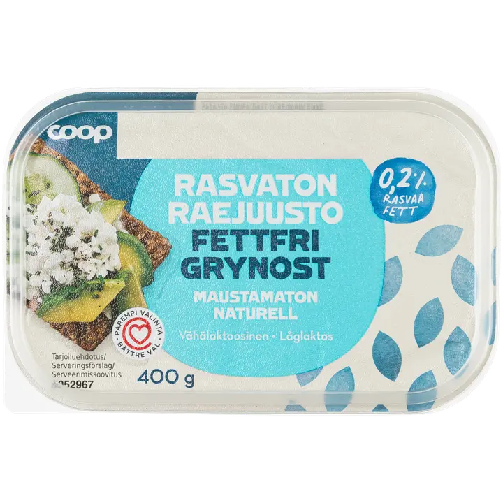 Coop 400 g 0,2%  vähälaktoosinen raejuusto