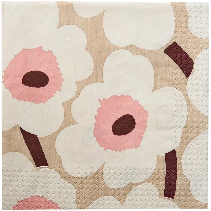 Marimekko Unikko beigeroosa lautasliina 20kpl/33cm