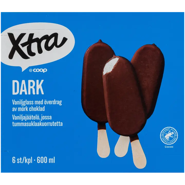 Xtra Dark vaniljajäätelöpuikot 6 kpl 600 ml