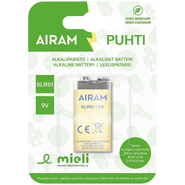 Airam Mielinauha Puhti-paristo 6LR61 9V 1krt