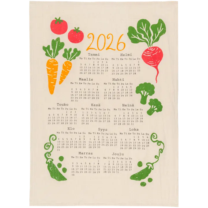 House keittiöpyyhe Kalenteri 2026 Sadonkorjuu 50x70 cm, PatternLab