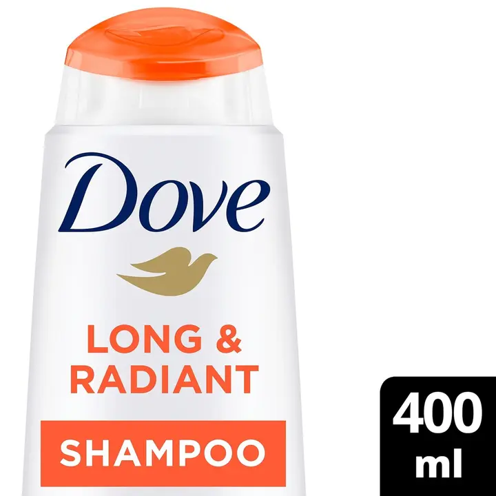 Dove  Long & Radiant Shampoo  hoitaa ja suojaa pitkiä hiuksia   400 ML