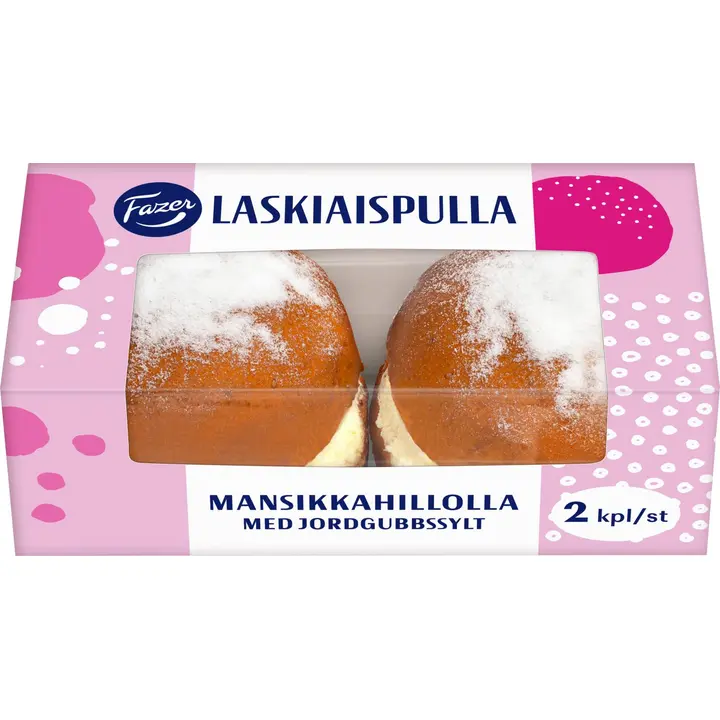 Fazer Laskiaispulla mansikkahillolla ja kermavaahdolla 2kpl 214g