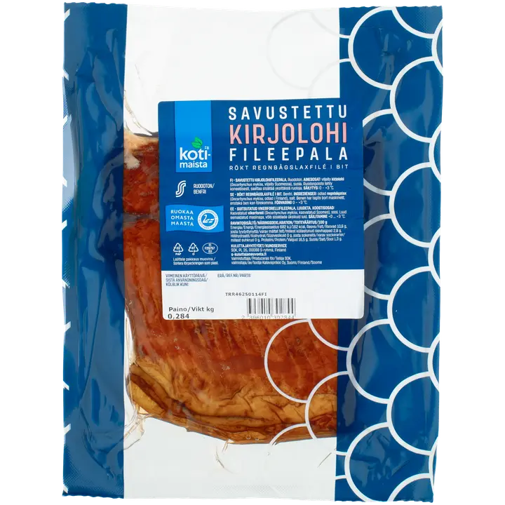 Kotimaista savustettu kirjolohifileepala n. 250 g