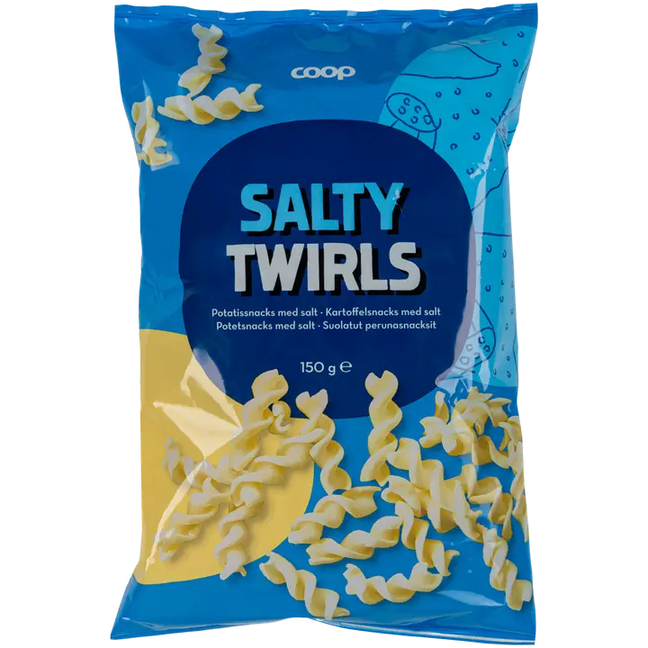 Coop Salty Twirls suolatut perunasnacksit 150 g