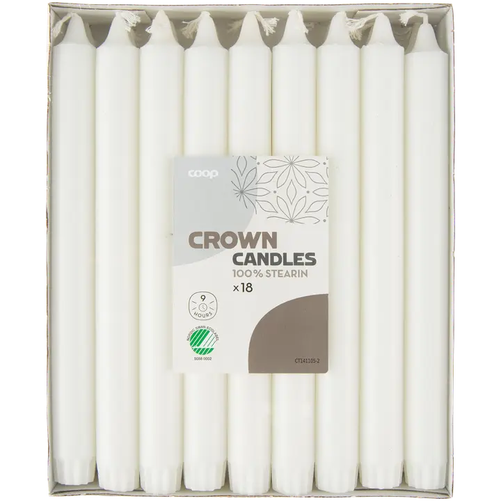 Coop kruunukynttilä valkoinen 24 cm 18 kpl