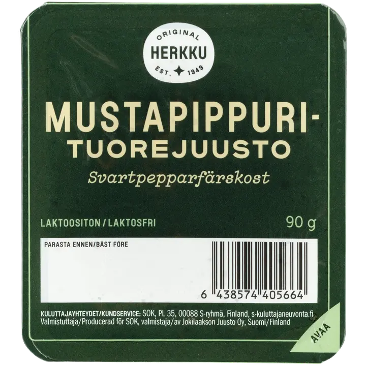 Herkku Mustapippurituorejuusto 90g