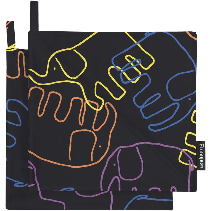 Finlayson patalappu Elefantti Villi patalappu 2kpl 22x22cm multi/musta