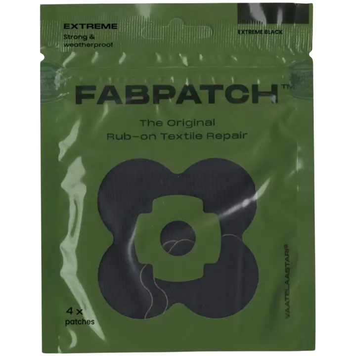 FabPatch vaatelaastari Extreme black  4 kpl, hankaamalla kiinnittyvä tekstiilipaikka