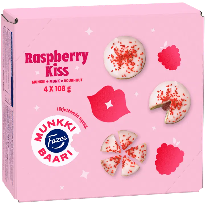 Fazer Raspberry Kiss Vadelma-jogurttimunkki 4kpl 432g, kypsäpakaste