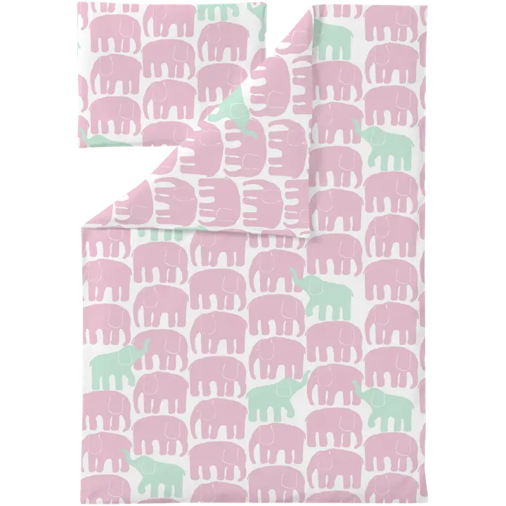 Finlayson vauvoje pussilakanasetti Elefantti Vapaa 85X125+40X60 vaalea pinkki/minttu