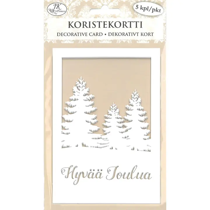 J.K. Primeco Koristekortti hyvää joulua + kuuset 5kpl/pkt