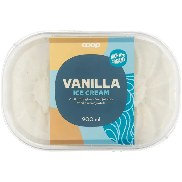 Coop vaniljakermajäätelö 900 ml/450 g