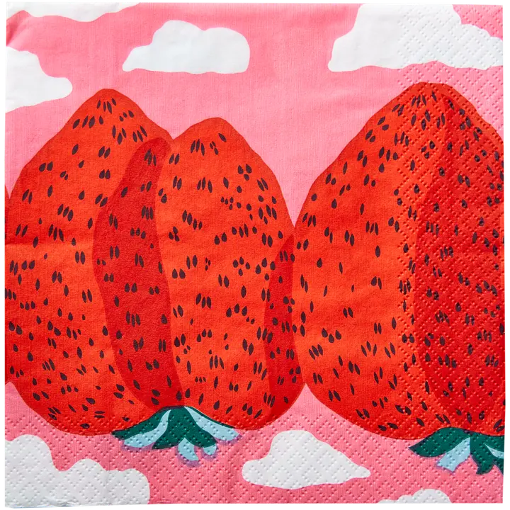 Marimekko Mansikkavuoret punainen lautasliina 20kpl/24cm