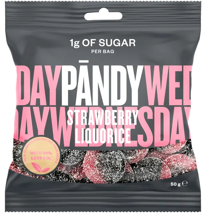 Pändy Strawberry Liquorice makeispussi 50g